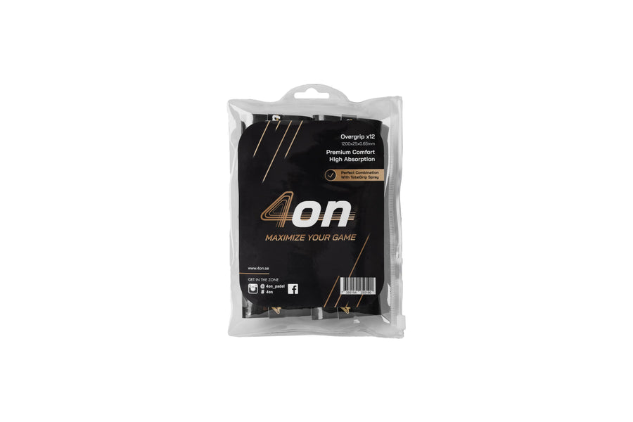 4ON Premium Comfort Overgrip, 12-Pack black גריפים שחורים