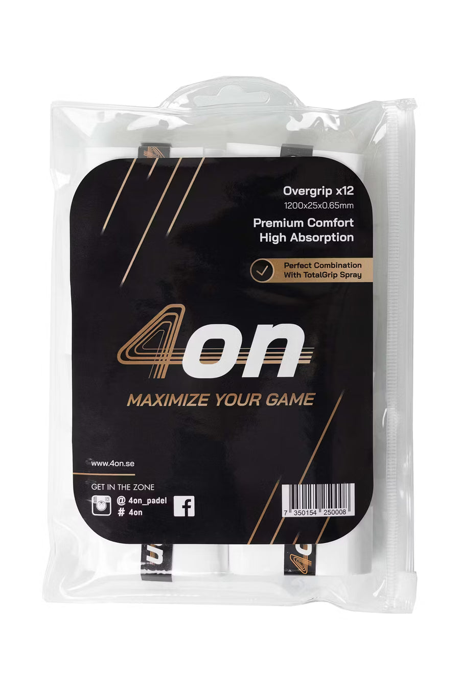 4ON Premium Comfort Overgrip, 12-Pack white גריפים לבנים